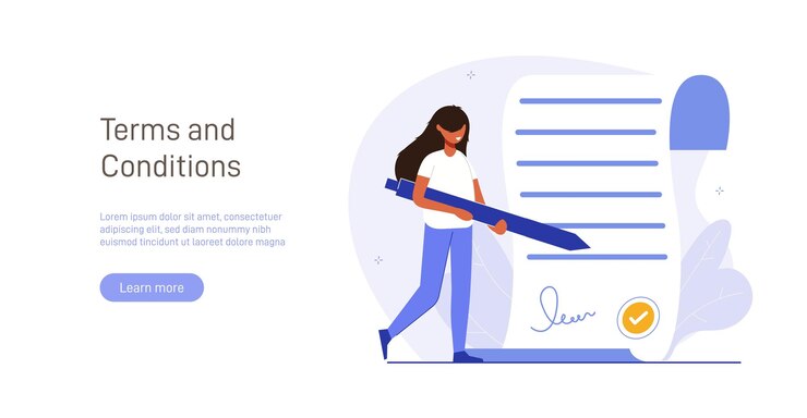 Vector contract illustration character gets acquainted with the legal document electronic contract