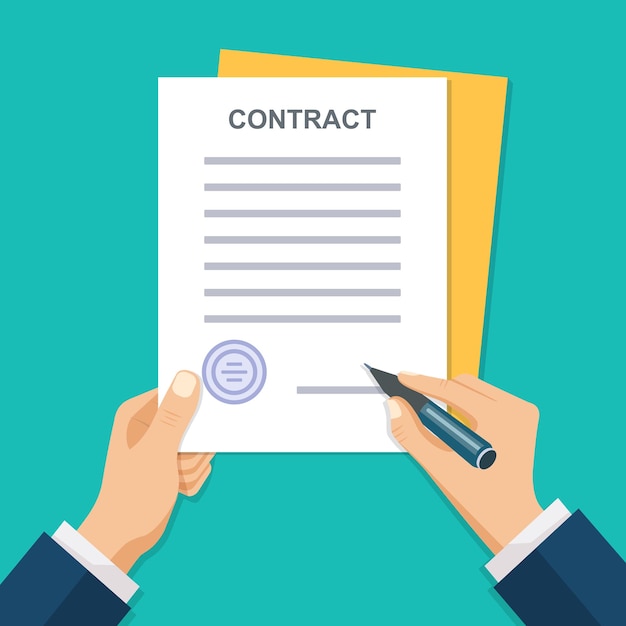 Contract signing Modern concept for web banners web sites infographics