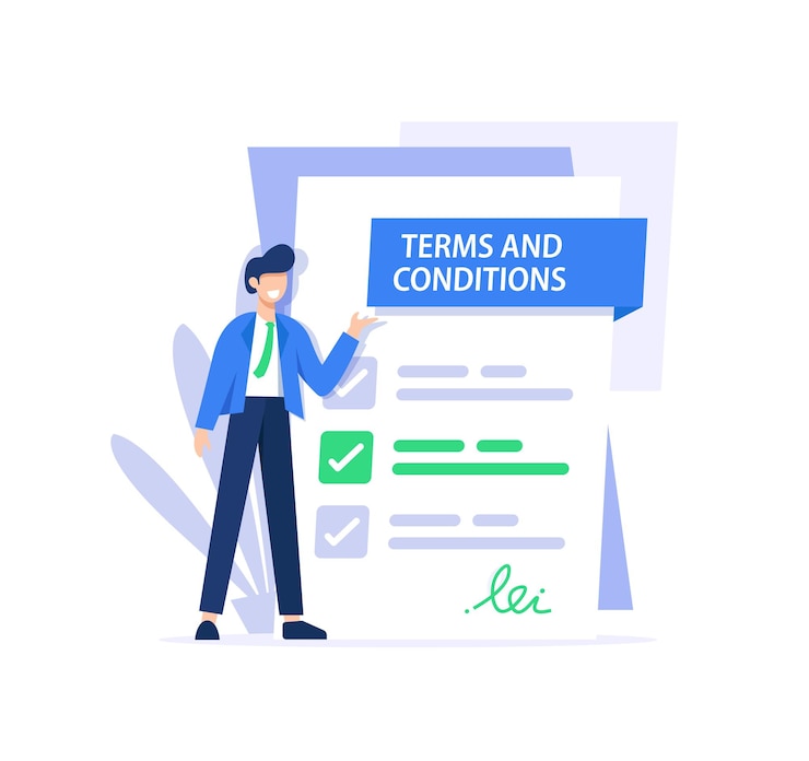Vector contractelectronic contract or agreement onlinecharacter gets acquainted with the legal document