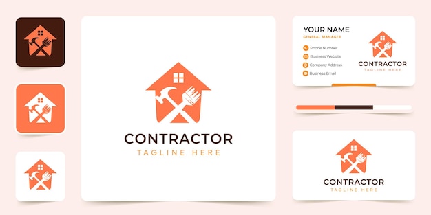 Contractor logo Vector  Images with business card template