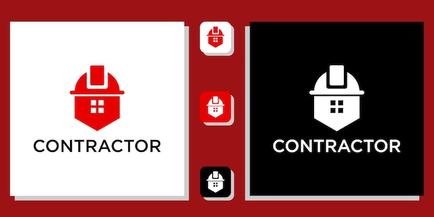 contractor symbol hat house window with app template