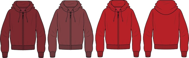 contrast hoodie shirt ontwerp platte technische tekening vectorillustratie
