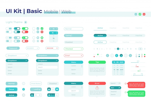 Vector control panel ui elements kit