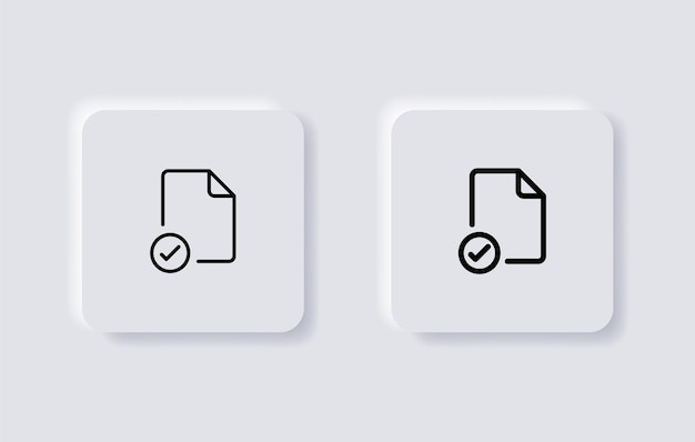 Controleer bestand pictogram bevestig bestand document teken overzicht pictogrammen neumorfisme knop vorm neumorphic ui-tekens