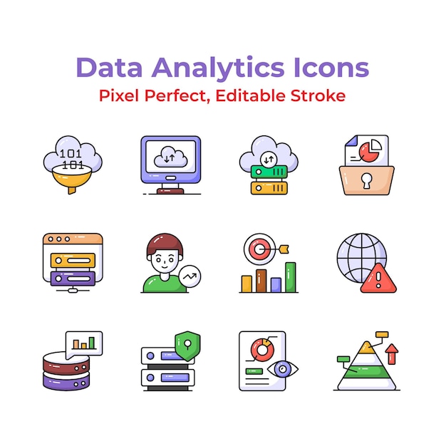 Controleer deze zorgvuldig samengestelde icons set van data analytics Data analyse vectors set