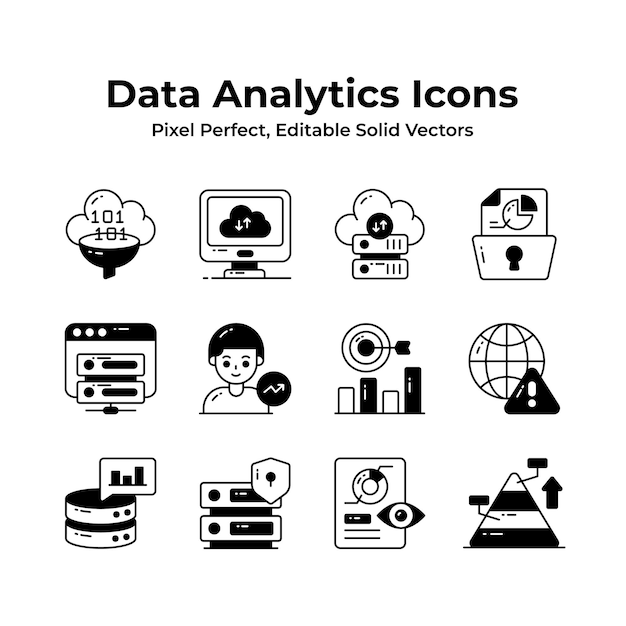 Controleer deze zorgvuldig samengestelde icons set van data analytics Data analyse vectors set