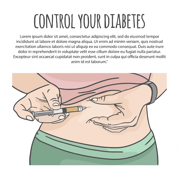 CONTROLEER UW DIABETEN Injectie in maagillustratie