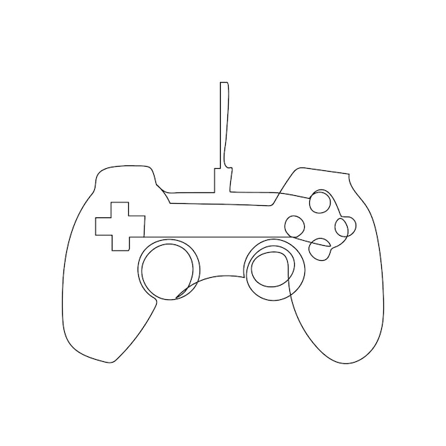 Controller continuous one line drawing of game outline vector illustration