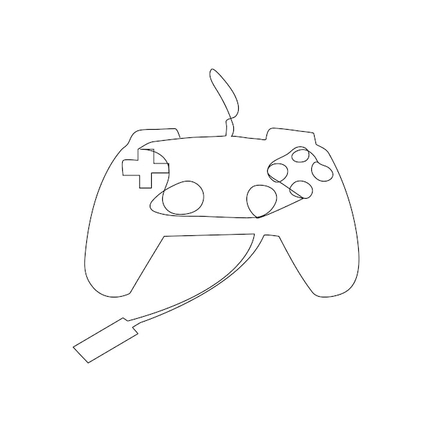 ゲームの概要ベクトルイラストのコントローラー連続の一行図