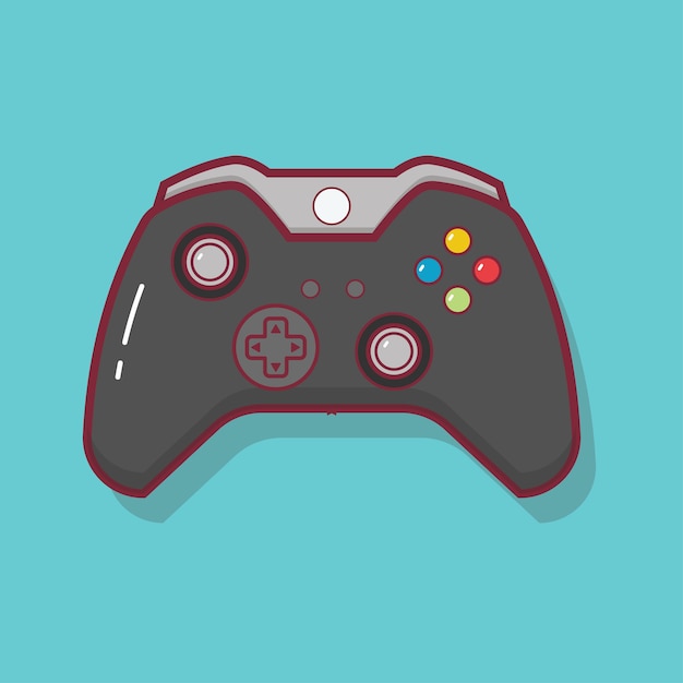 Vector controller game flat icon full color and line illustration