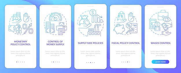 Controlling inflation blue gradient onboarding mobile app screen