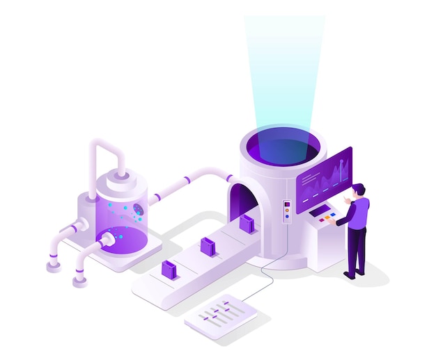 Vector controlling system conveyor in isometric design