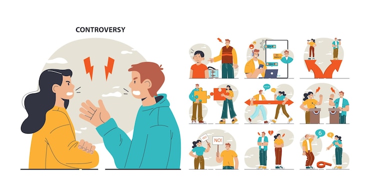 Vector controversy or disagreement concept set troubled communication