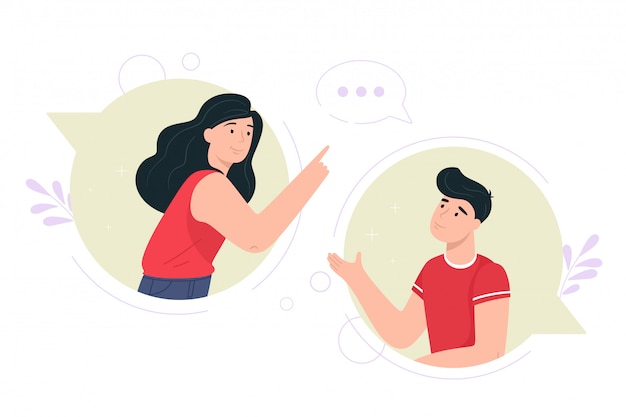 Vector conversation concept illustration. in flat style. communication, chat, conversation