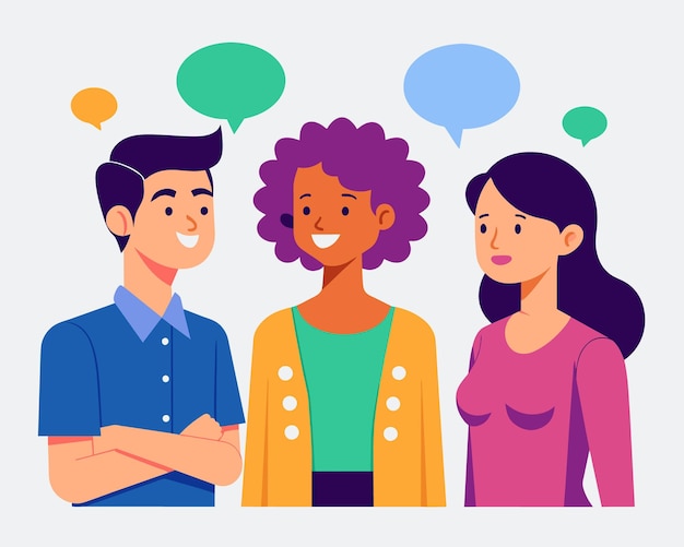 벡터 대화: 대화하는 사람들, 채팅, 글, 커뮤니케이션, 컨퍼런스, 협의, 토론