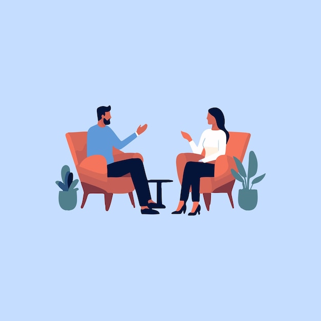 Vector conversation between two people sitting