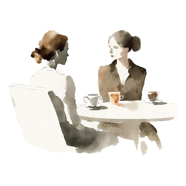 conversation women talking with tea illustration 2