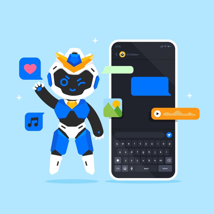 Vector conversational ai chatbot illustration in flat design