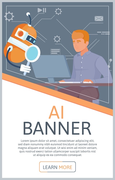 Conversational ai chatbot vertical banner in flat design