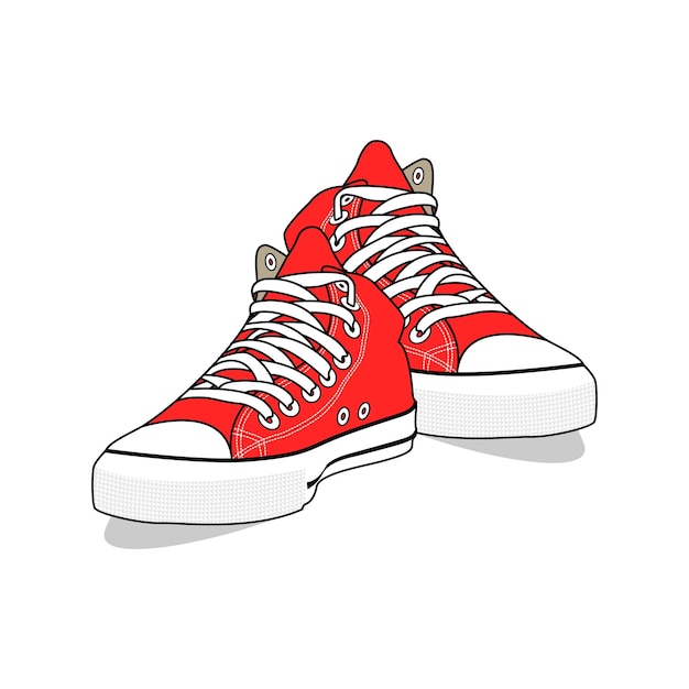 Converse scarpa rossa alta immagine vettoriale e illustrazione