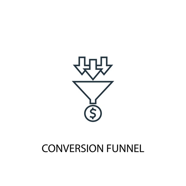 Conversion funnel concept line icon. Simple element illustration. conversion funnel concept outline symbol design. Can be used for web and mobile UI/UX