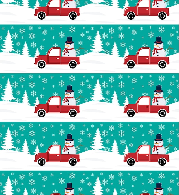 Convertible in Christmas and New Year winter seamless pattern