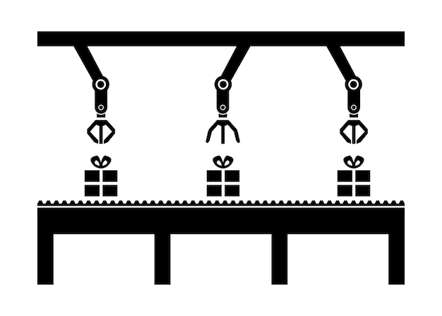 自動ロボットベクトル図とコンベアライン