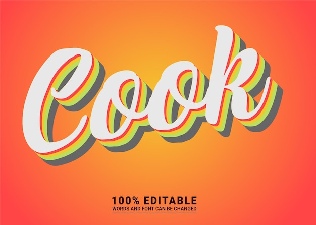 Cook Editable Text Effect Vector