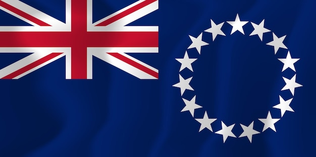 Cook Islands Waved Flag Vector Illustration Background