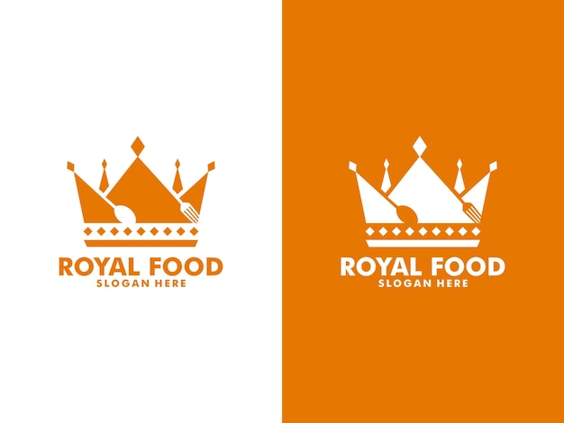 Cook king logo crown food or royal food fork knife spoon logo vector design illustration