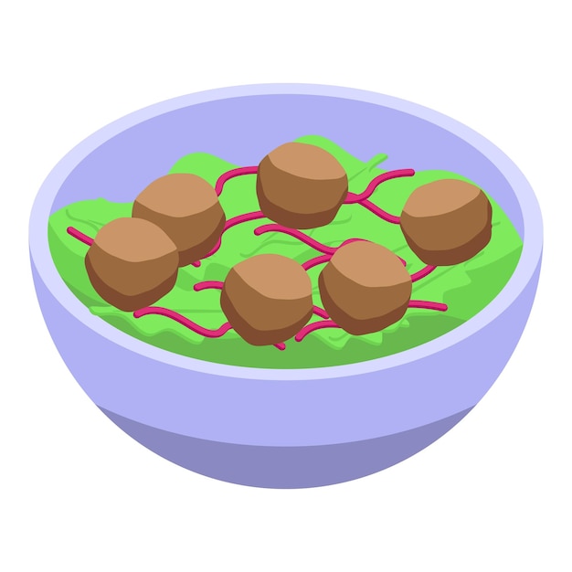 Vector cook salad balls icon isometric vector food diet vegan nutrition