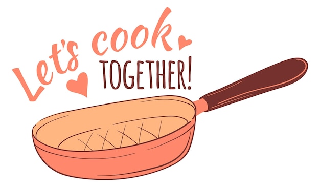 Cook together inspirational kitchen sticker in cute style