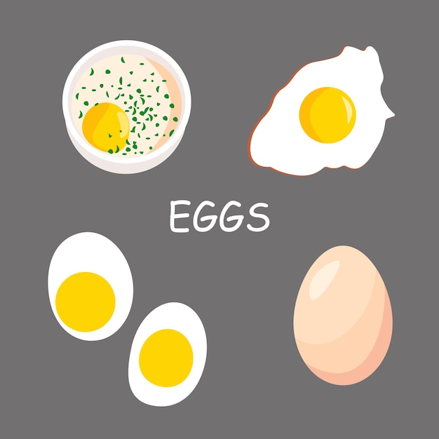 ベクトル 調理済み卵セット