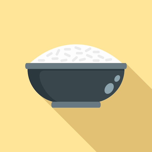 Vettore icona della ciotola di riso cotto illustrazione piatta dell'icona vettoriale della ciotola di riso cotto per il web design