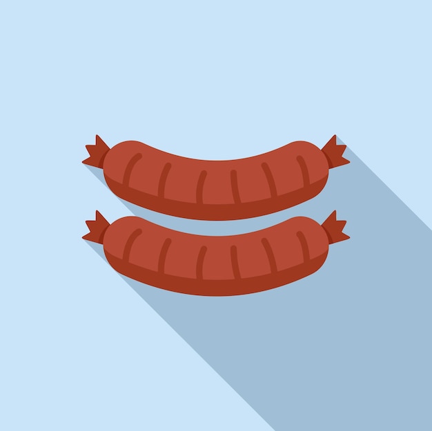 Cooked sausages icon flat vector Grill food Dinner pork