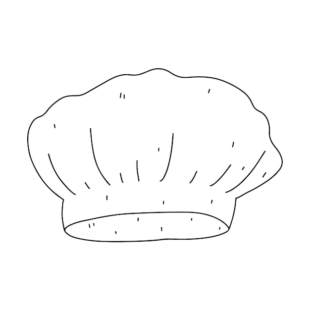 Cooker hat in hand drawn doodle style Chef headwear Traditional bakery or restaurant uniform