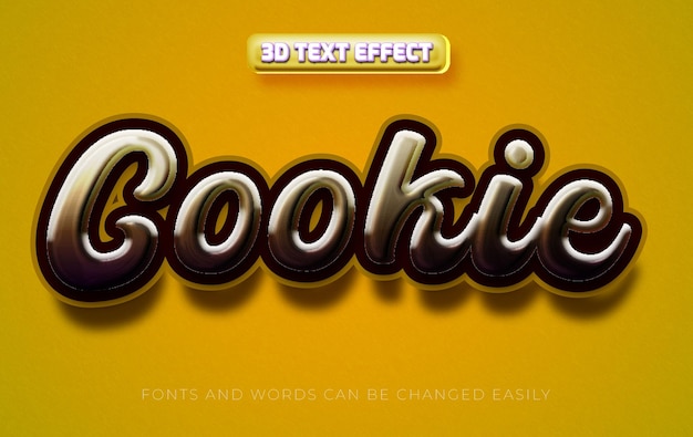 Cookie 3d bewerkbare tekst-effect stijl