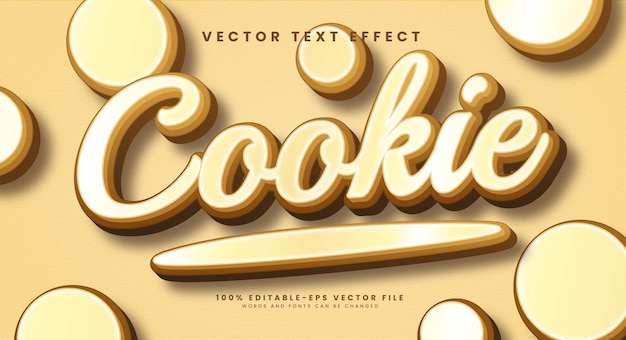 Cookie 3d editable vector text effect suitable for snack product