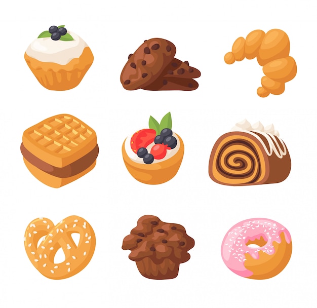 Cookie cakes isolated vector.