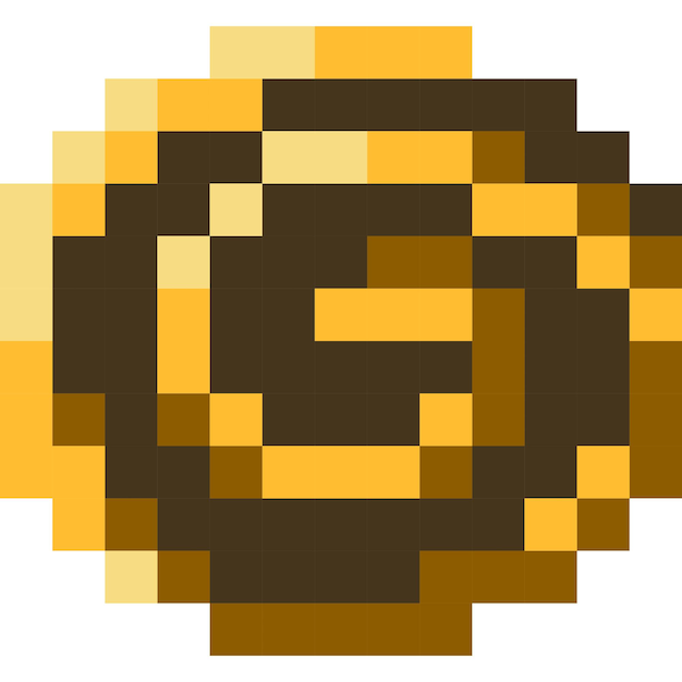 Vector cookie cartoon icon in pixel style