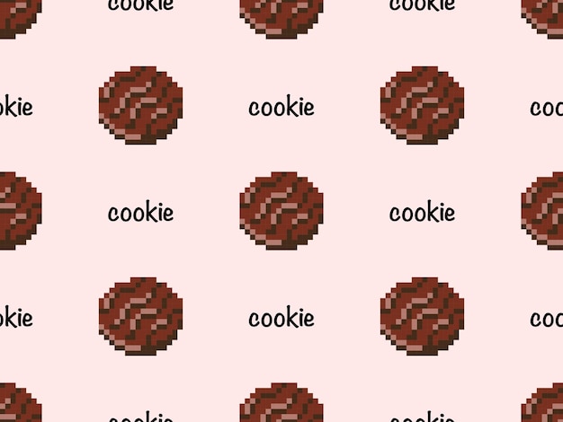 Cookie cartoon karakter naadloos patroon op roze achtergrond Pixel stijl