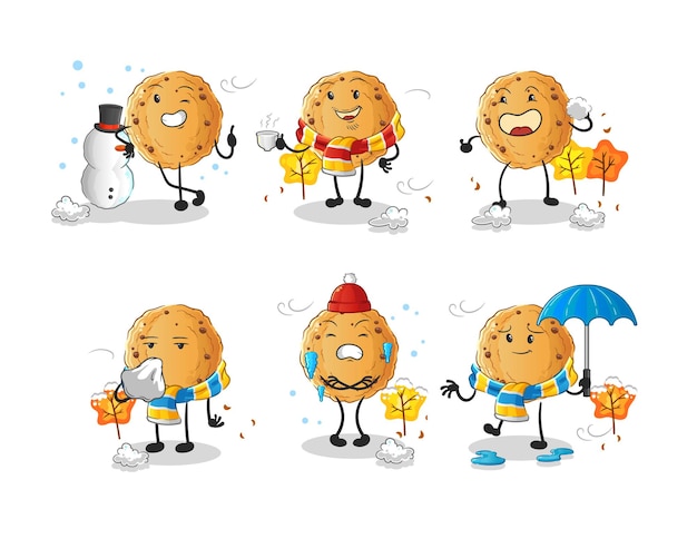 Cookie in cold weather character mascot vector