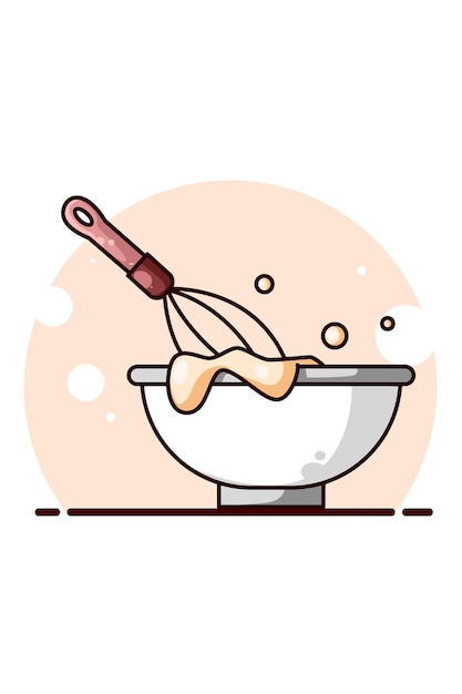 Cookie dough icon cartoon with a bowl