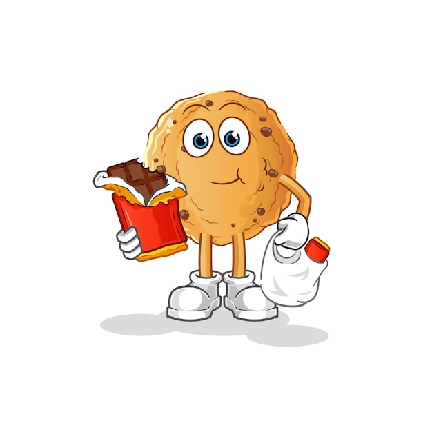 Cookie eat chocolate mascot. cartoon vector