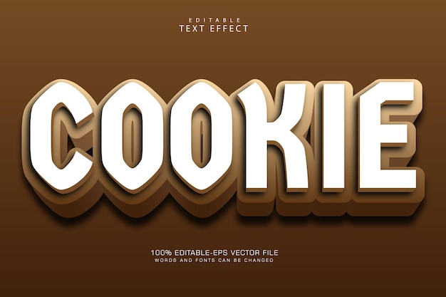 Редактируемый текстовый эффект cookie 3-х мерное тиснение в современном стиле