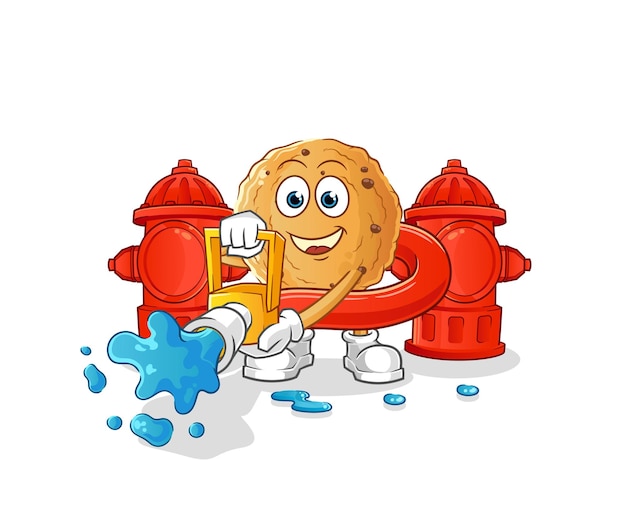 Cookie firefighter vector. cartoon character