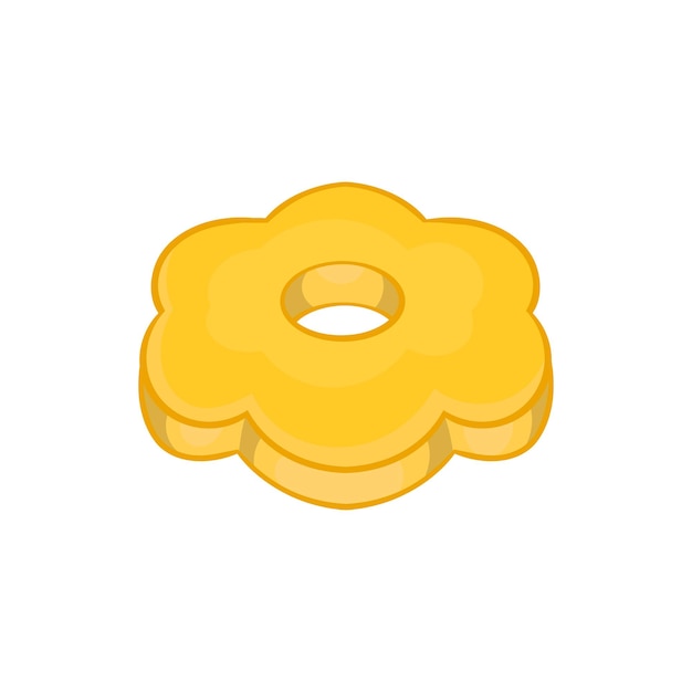 Cookie flower shaped icon in cartoon style on a white background