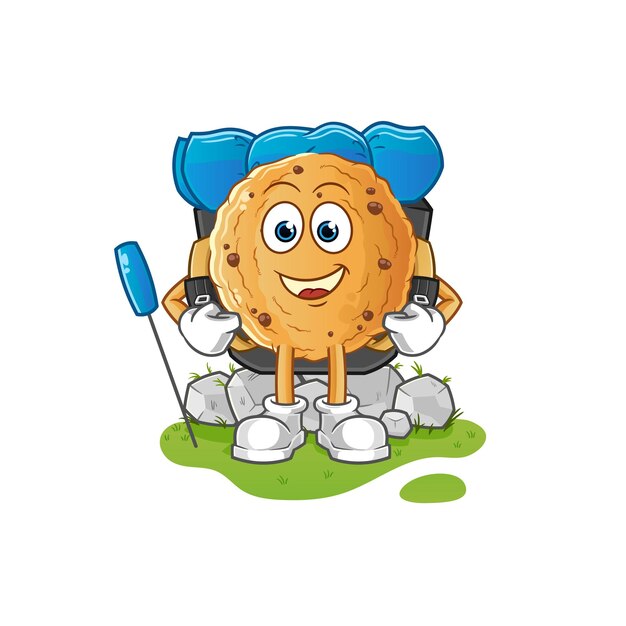 Cookie gaan kamperen mascotte. cartoon vector