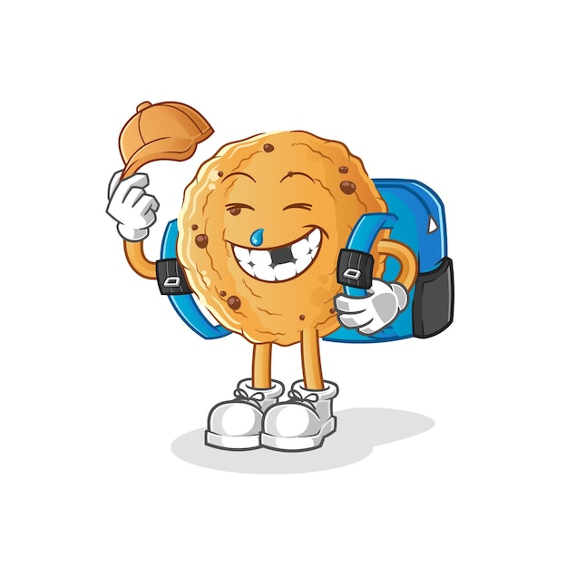 Vector cookie goes to school vector. cartoon character