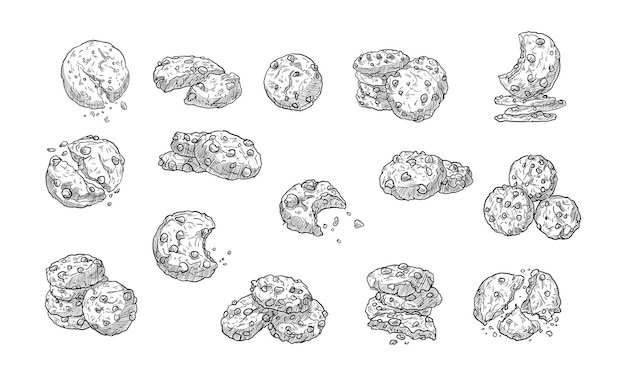 Вектор Коллекция печенья, нарисованная вручную
